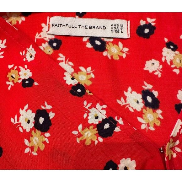 Faithfull The Brand Red Floral Crop Top Size 8 - Picture 6 of 14